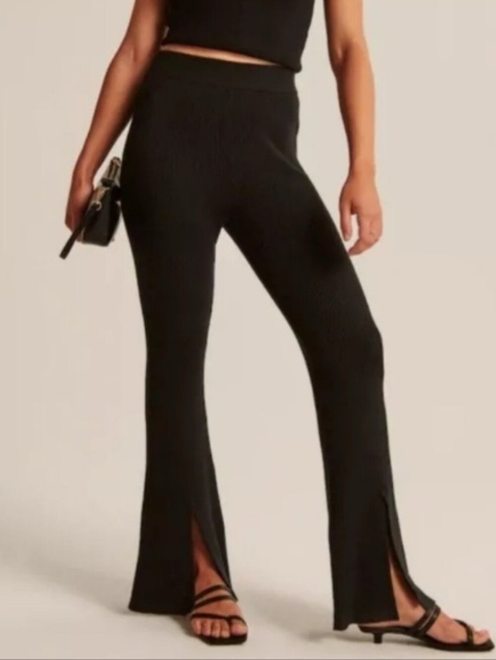 ABERCROMBIE AND FITCH Ribbed Knit High Waisted Kick Flare Pant